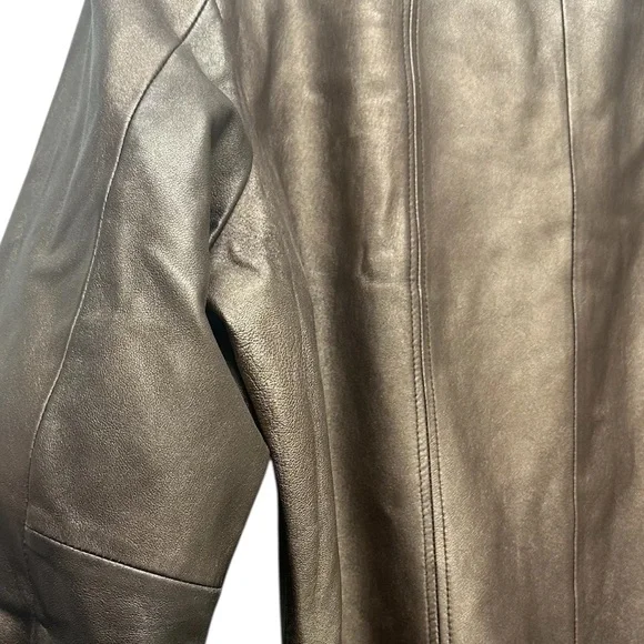 Vintage Preston & York Metallic Brown Leather Jacket Coat Women Bronze sz XL - Picture 7 of 9